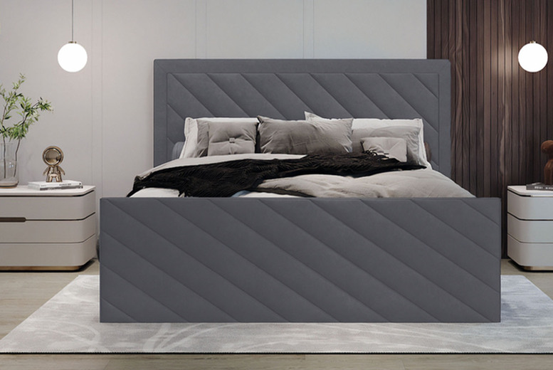 Grey Ottoman Sleigh Bed with Storage, 5 Sizes | Wowcher