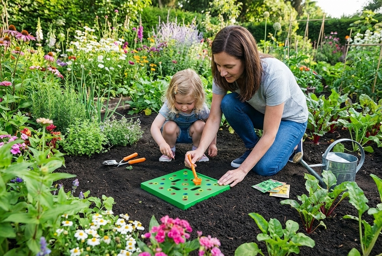 Square Planting Template Spacer Tool - 46-Section Heavy-Duty ABS Sowing Grid for Precision Gardening | Wowcher