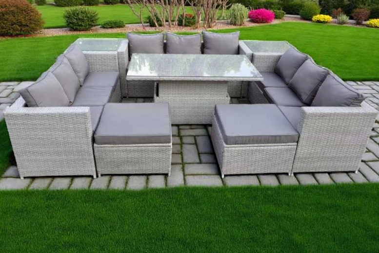 Ultimate 11-Seater Rattan Dining Set with Adjustable Table | Wowcher Ultimate 11-Seater Rattan Dining Set with Adjustable Table | Wowcher
