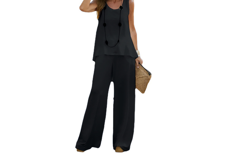 Black Women’s Breathable Summer Trousers & Top Set – Versatile Styles | Wowcher