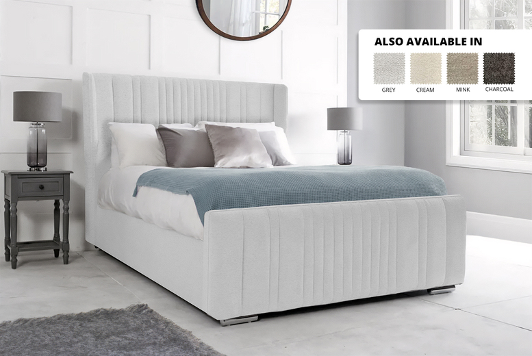 Hampton Wingback Boucl Bed with Mattress – All-In-One Comfort & Style | Wowcher Hampton Wingback Boucl Bed with Mattress – All-In-One Comfort & Style | Wowcher