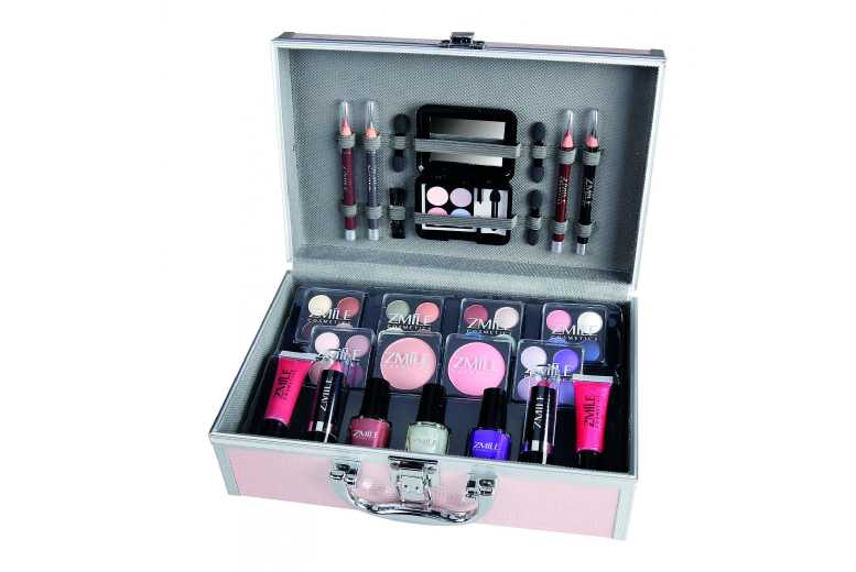42-Piece Makeup Vanity Case - All-in-One Eyeshadow, Lip Gloss & Face Kit - Powder & Cream Formulas - Portable & Travel-Friendly | Wowcher