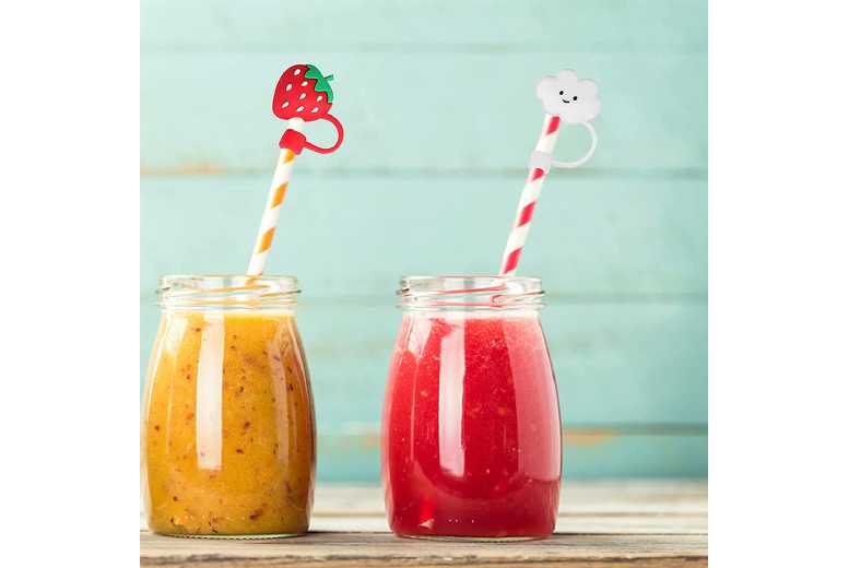 10-Piece Silicone Straw Cover Set – Reusable, Colourful, Fits 8mm Straws | Wowcher