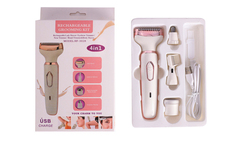 4-in-1 Waterproof Electric Lady Shaver & Epilator – Wet & Dry, Pain-Free for Face & Body | Wowcher