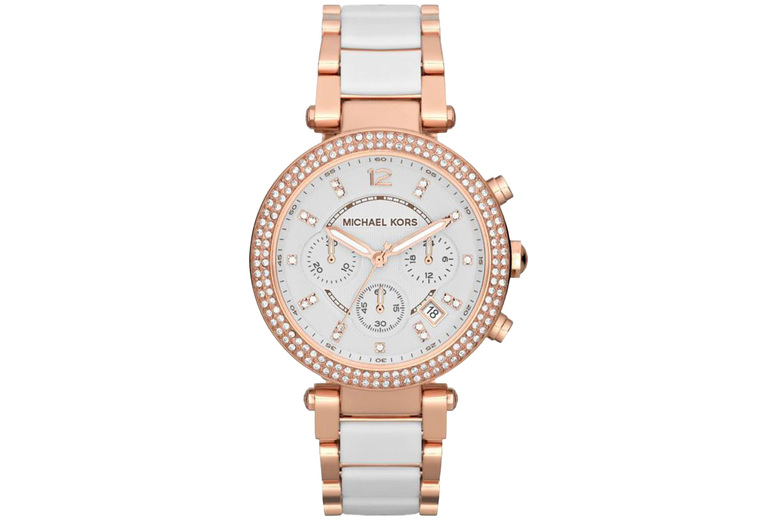 Michael Kors Parker Ladies Chronograph Quartz Watch – Rose Gold Stainless Steel, Water-Resistant, Luxury Style | Wowcher Michael Kors Parker Ladies Chronograph Quartz Watch – Rose Gold Stainless Steel, Water-Resistant, Luxury Style | Wowcher