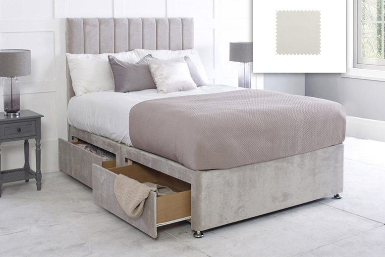 Cream Ottoman Divan Bed with Storage Drawers & Headboard – Premium Fabric, Multiple Sizes | Wowcher Cream Ottoman Divan Bed with Storage Drawers & Headboard – Premium Fabric, Multiple Sizes | Wowcher