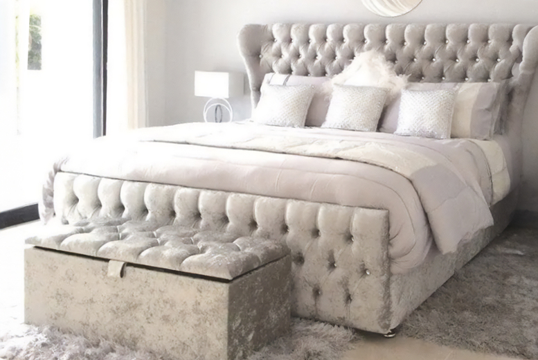Grey Winged Butterfly Design Chesterfield Headboard in 5 Sizes | Wowcher Grey Winged Butterfly Design Chesterfield Headboard in 5 Sizes | Wowcher