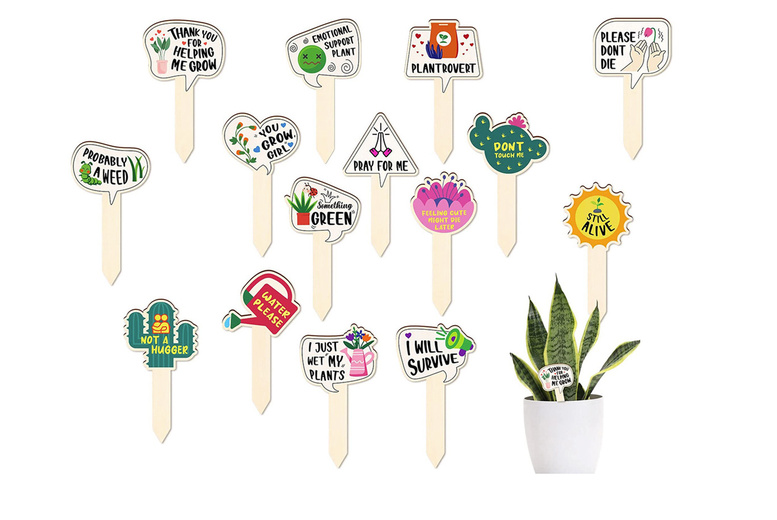 15 Pieces Funny Wooden Plant Markers | Wowcher