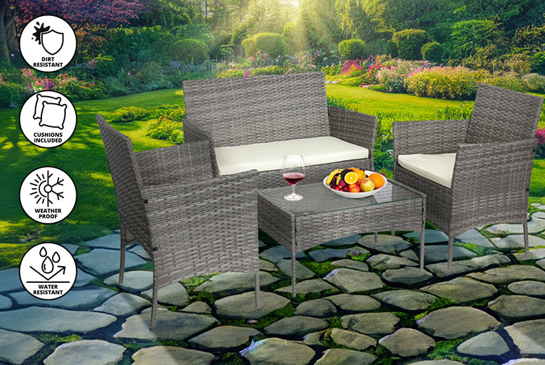 4-Seater Garden Rattan Furniture Set Deal LivingSocial