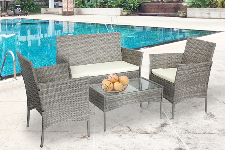 4-Seater Garden Rattan Furniture Set Deal LivingSocial