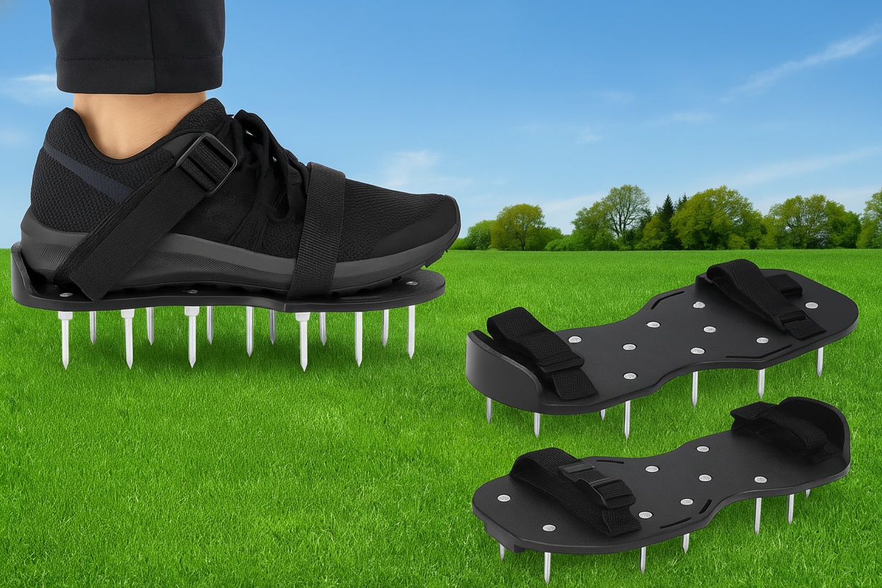 Heavy-Duty Garden Lawn Aerator Spike Shoes – Adjustable, Eco-Friendly Soil Aeration Tool | Wowcher Heavy-Duty Garden Lawn Aerator Spike Shoes – Adjustable, Eco-Friendly Soil Aeration Tool | Wowcher