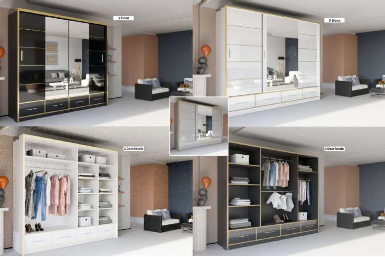 High Gloss Mirrored Sliding Wardrobe – 2 & 3 Door, Modern Bedroom Storage, Multiple Sizes | Wowcher High Gloss Mirrored Sliding Wardrobe – 2 & 3 Door, Modern Bedroom Storage, Multiple Sizes | Wowcher