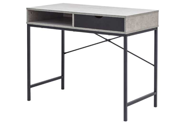 Contemporary Metal Frame Computer Desk with Storage – Modern Space-Saving Living Room Table | Wowcher