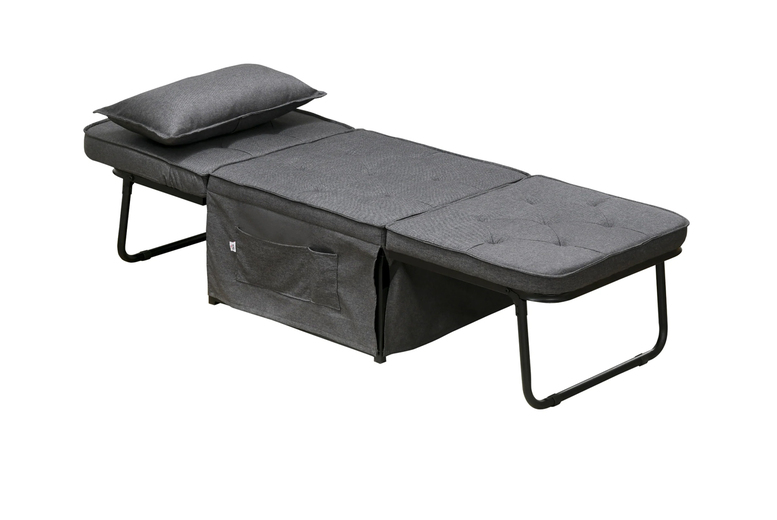 Modern Foldable Fabric Reclining Sofa Bed with Pillow – Charcoal Grey, 1-Seater | Wowcher Modern Foldable Fabric Reclining Sofa Bed with Pillow – Charcoal Grey, 1-Seater | Wowcher