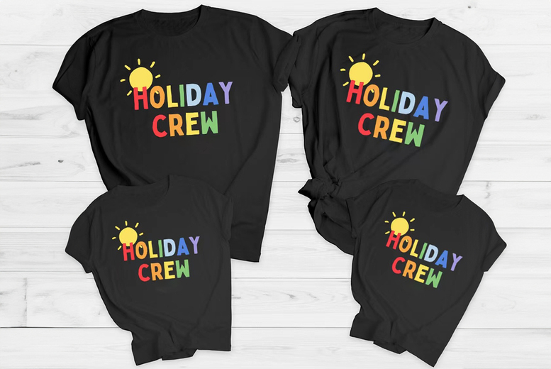 Unisex White Holiday Crew Family T-Shirts – Matching Summer Fashion for All Ages | Wowcher