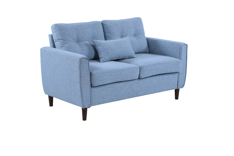 Fabric 2-Seater Sofa – Modern Linen, Compact, Cushioned Armrests (Grey or Light Blue) | Wowcher