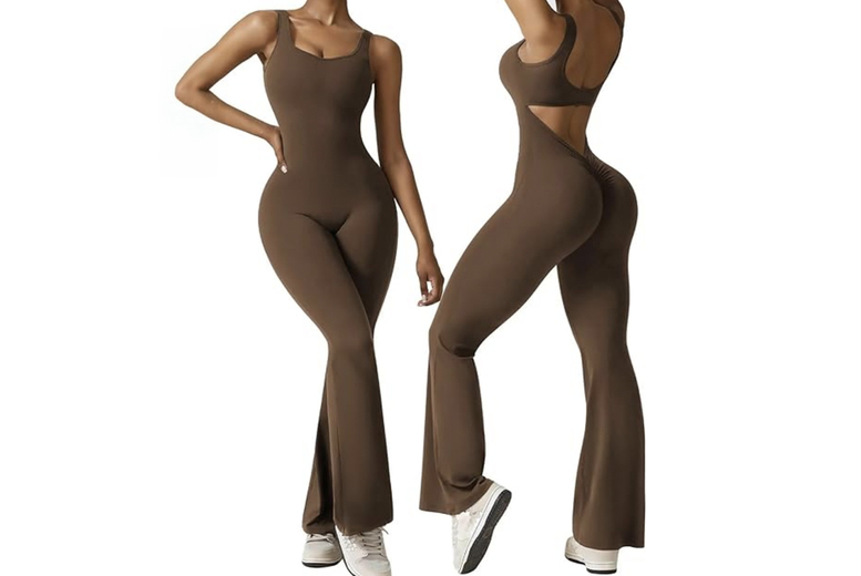 Women’s Blue Flared Scrunch Bum Jumpsuit – 4 Colours & UK Size 6-12 | Wowcher