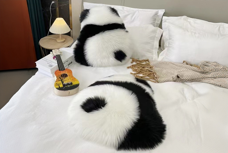 Plush Panda Imitation Wool Cushion or Pillow – Ultra-Soft, Versatile Panda Decor, 52cm x 53cm | Wowcher