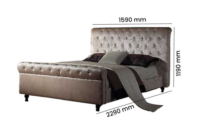Luxury Crush Velvet Beige Double Bed – Diamond Button Style | Wowcher Luxury Crush Velvet Beige Double Bed – Diamond Button Style | Wowcher