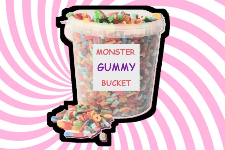 50% Off Monster Gummy Sweet Bucket or Pouch – Mixed Fruit Flavour, Giant Share Size, Gift-Ready | Wowcher