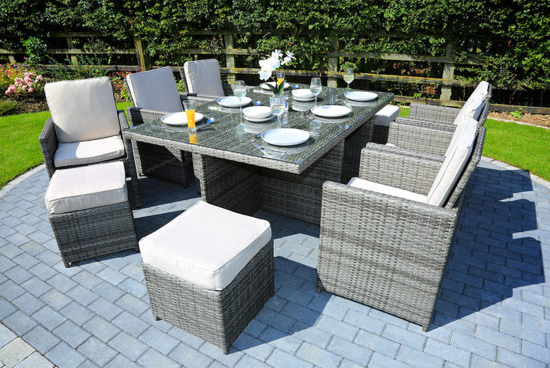 PRICE DROP! 10-Seater Weather-Resistant Rattan Dining Set | Wowcher PRICE DROP! 10-Seater Weather-Resistant Rattan Dining Set | Wowcher