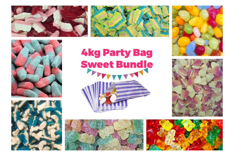 Bulk Party Bag Sweets – Mixed Fizzy & Gummy, 4kg or 8kg, Gift-Ready, Personalised Stickers | Wowcher