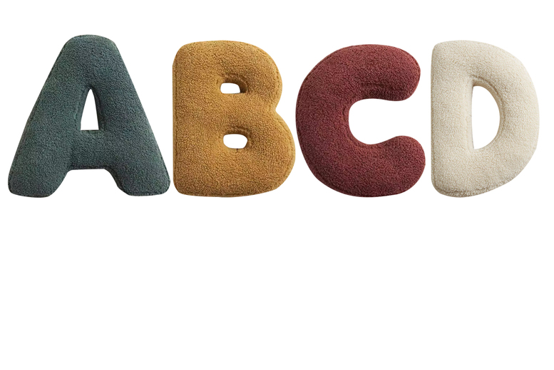 Teddy Bear Bouclé Alphabet Cushion – Soft Plush, Custom Letters, 38cm x 30cm, Vibrant Colours | Wowcher
