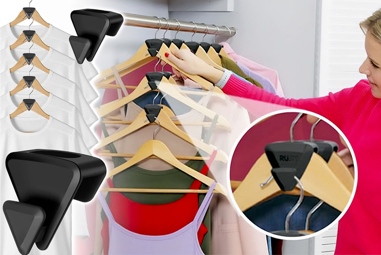 Space-Saving Bedroom Wardrobe Hanger Hooks – Ultra-Premium Stackable Organiser (36 or 72 Pieces, Triangle/Heart Design) | Wowcher