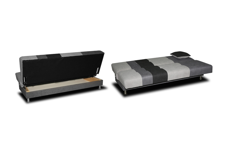 Fabric 3-Seater Sofa Bed with Storage – Modern Click Clack, Space-Saving, Multiple Colours | Wowcher