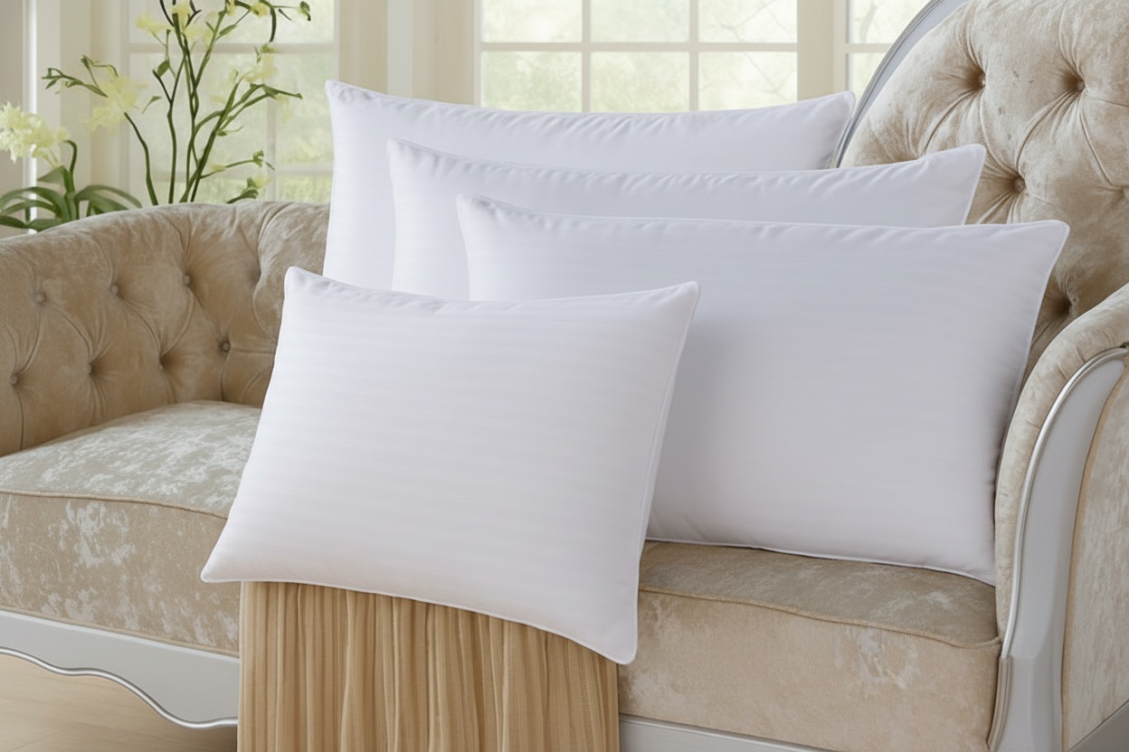 Luxury Hotel Striped Pillows - Hypoallergenic, Machine Washable, Standard Size (Pack Of 4, 6 or 8) | Wowcher