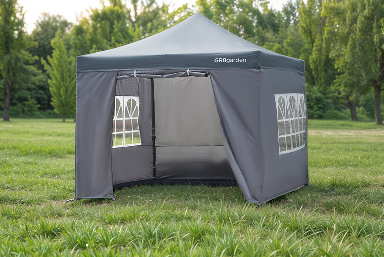 3x3m Commercial-Grade Waterproof Steel Gazebo – Grey Pop-Up Shelter | Wowcher 3x3m Commercial-Grade Waterproof Steel Gazebo – Grey Pop-Up Shelter | Wowcher