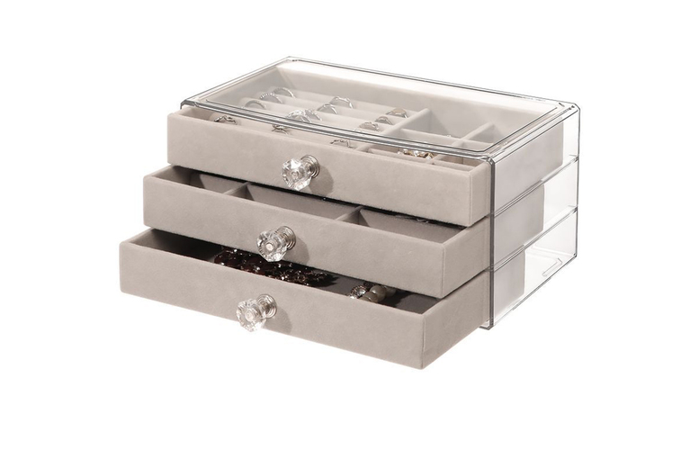 3-drawer Acrylic Jewellery Storage Box - 2 Colours | Wowcher