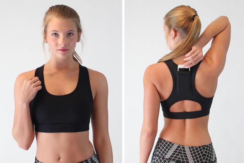 Sports Bra with Phone Holder Back Pocket – Breathable, Moisture-Wicking, Adjustable Fit – For Running, Gym & Yoga (Polyester, S-XL, 7 Colours) | Wowch