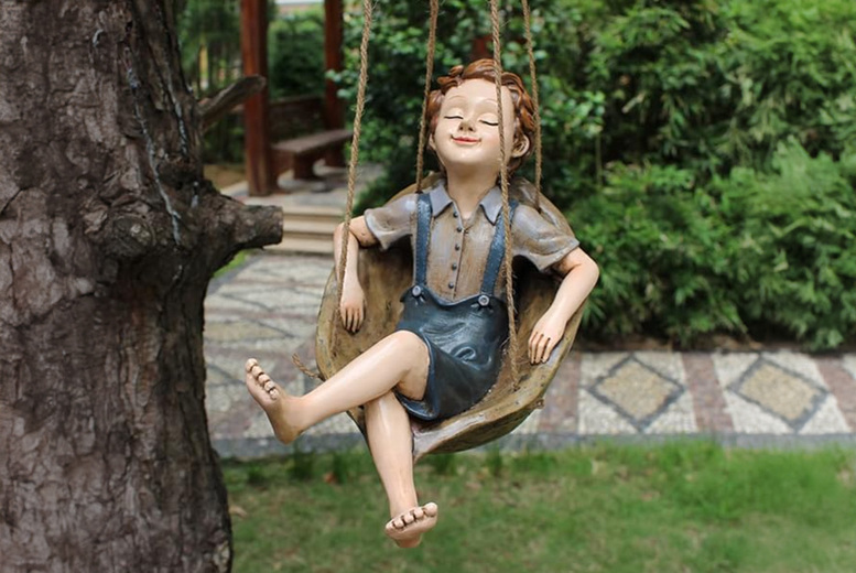Fairy Garden Walnut Boy Outdoor Sculpture - Handcrafted Resin Garden Decor for Family Fun | Wowcher