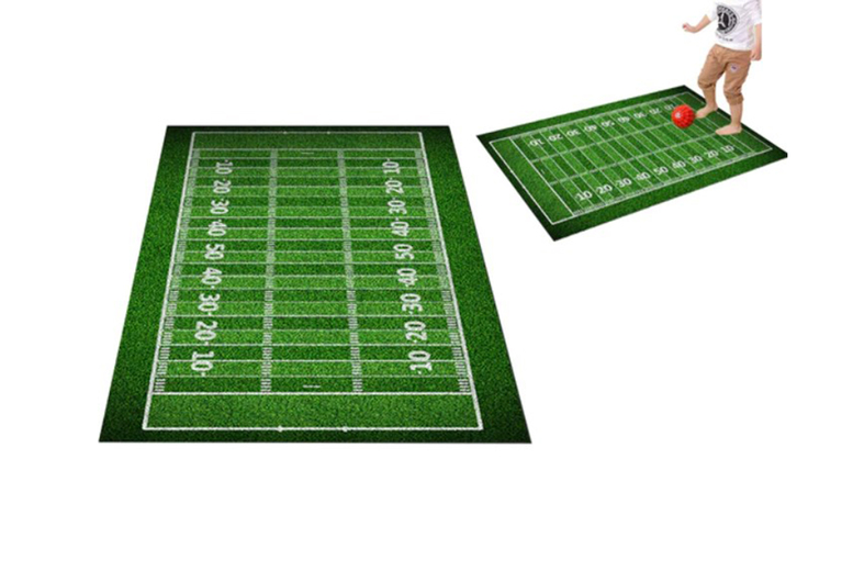 Football Field Crystal Velvet Play Area Rug - Anti-Slip, Machine Washable, Multiple Sizes & Styles | Wowcher