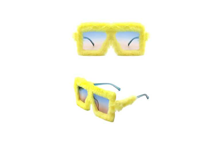 Unisex Black Y2K Plush Fuzzy Oversized Square Sunglasses – UV Protection, Unisex, PC Frame | Wowcher