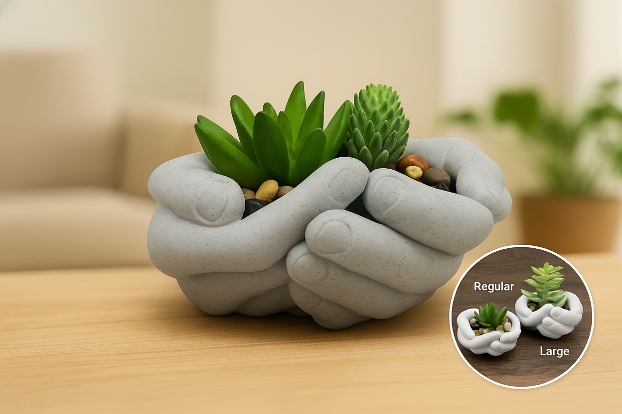 Eco-Friendly Resin Hands Planter Pot - 3 Sizes | Wowcher