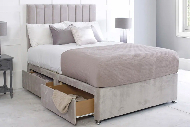 Ottoman Divan Bed with Storage Drawers & Orthopaedic Mattress – Naples Grey | Wowcher Ottoman Divan Bed with Storage Drawers & Orthopaedic Mattress – Naples Grey | Wowcher