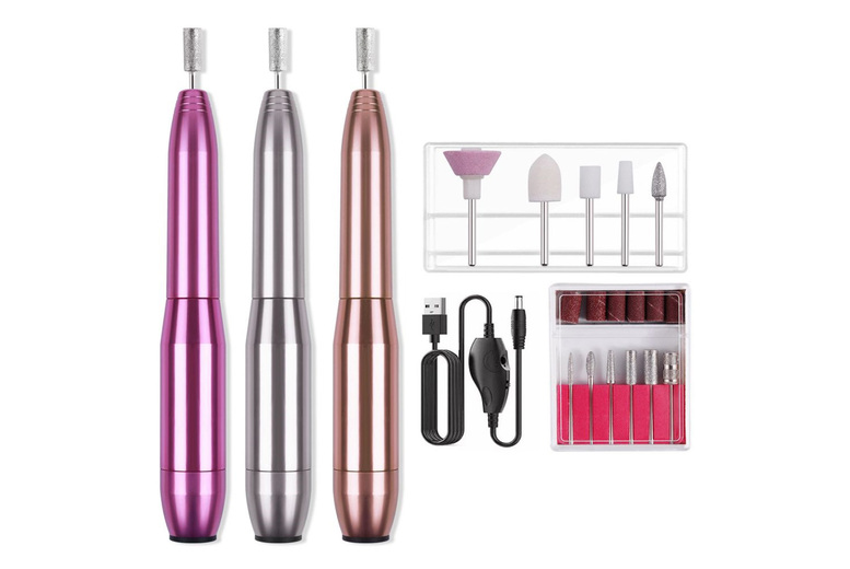 USB Rechargeable Electric Nail Grinder Kit – Professional Manicure Tool | Wowcher