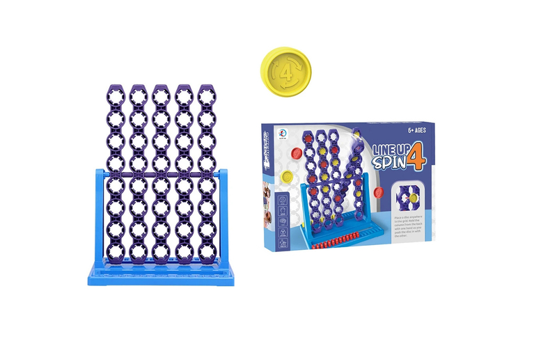 Four in Row Rotating Chessboard Game – Interactive Family Toy, Ages 3+, Educational, Eco-Friendly | Wowcher