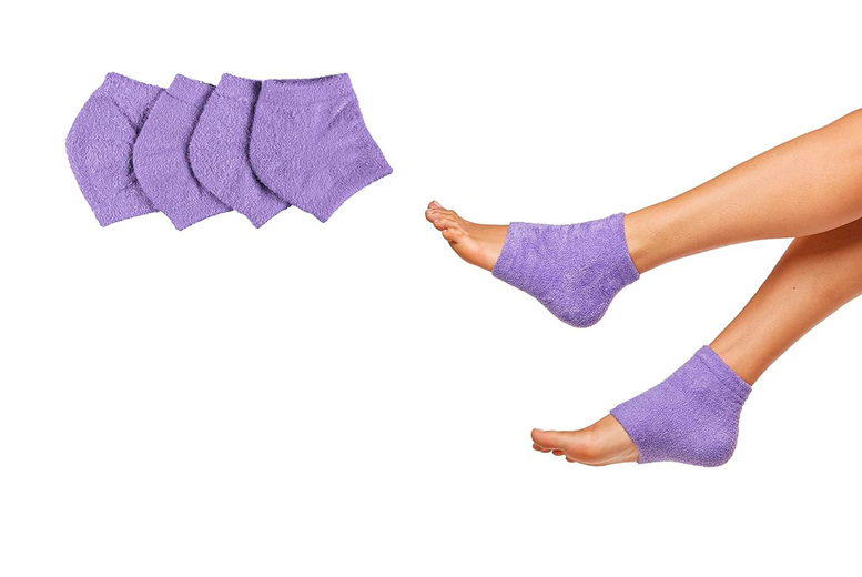 Women's Moisturising Fuzzy Sleep Socks with Built-In Hydrating Gel, Purple | Wowcher