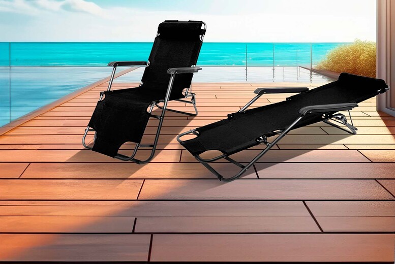 Adjustable Weather-Resistant Sun Loungers - Grey, Black or Cream | Wowcher