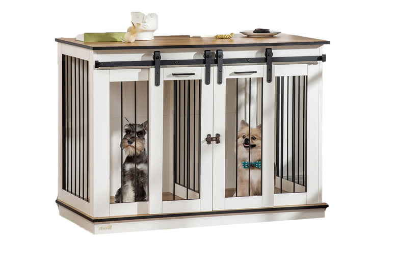 Modern Two-room Dog Cage with Removable Divider | Wowcher