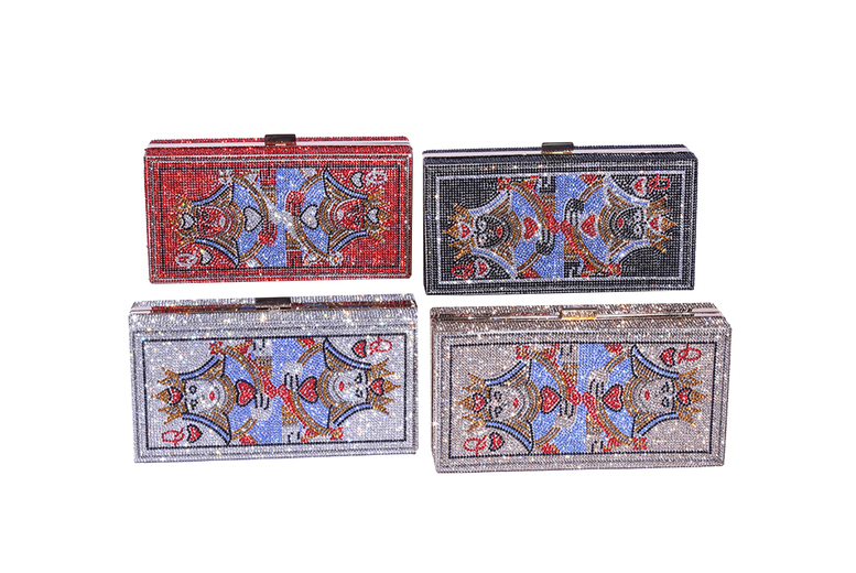 Unisex Black Poker Card Glitter Evening Clutch Bag – Queen or Dollar Designs | Wowcher