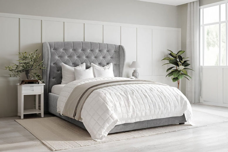 Upholstered Storage Bed with Ottoman Option | Wowcher