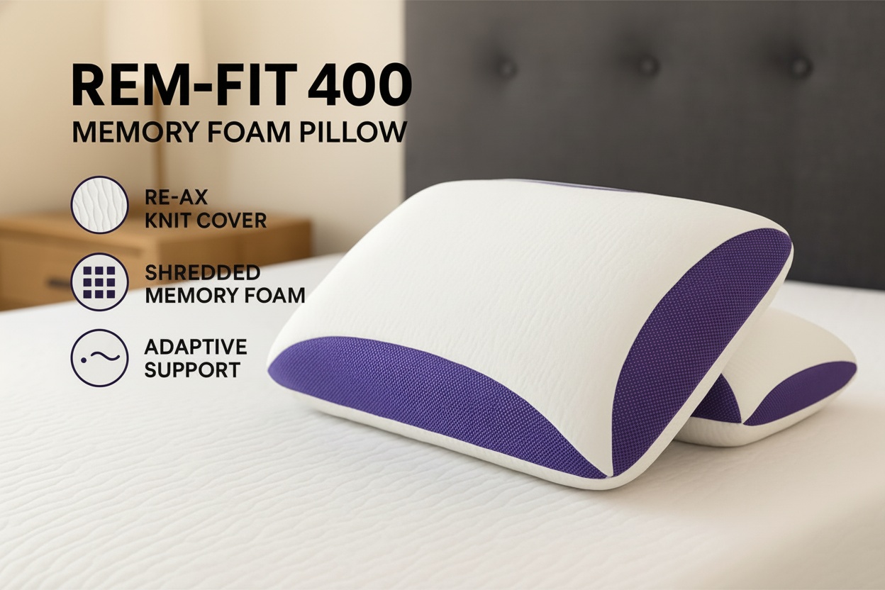 REM-Fit 400 Hypoallergenic Memory Foam Crumbed Pillow - Cooling, Machine Washable, Contoured Support | Wowcher