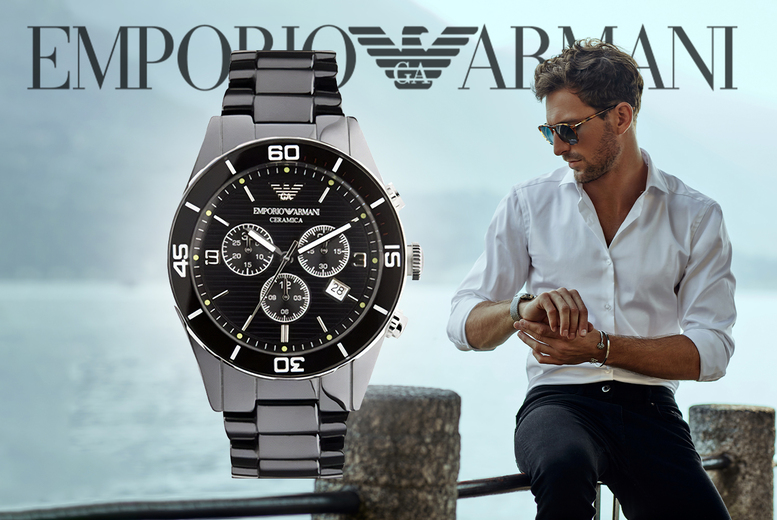 Emporio Armani Men's AR1421 Ceramic Watch Deal Wowcher