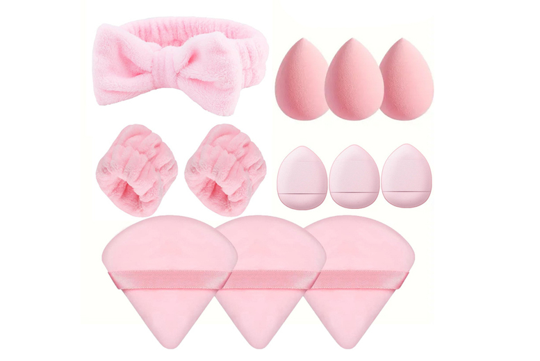 12-Piece Self Care Skincare & Makeup Set – Headband, Sponges & Puffs – For All Skin Types – Daily Routine Essentials | Wowcher