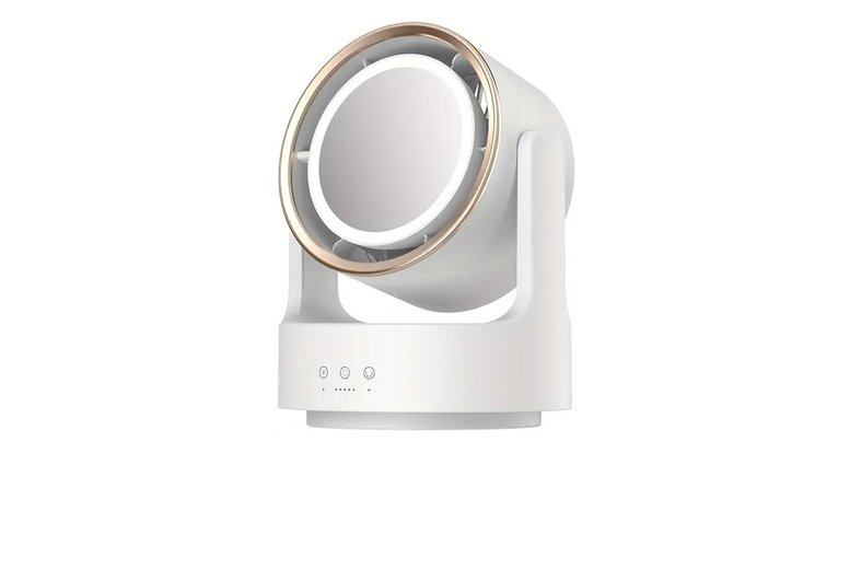Rechargeable Bladeless Mini Beauty Fan with LED Mirror or Anti-Mosquito Repellent – Portable Table Gadget by Obero | Wowcher