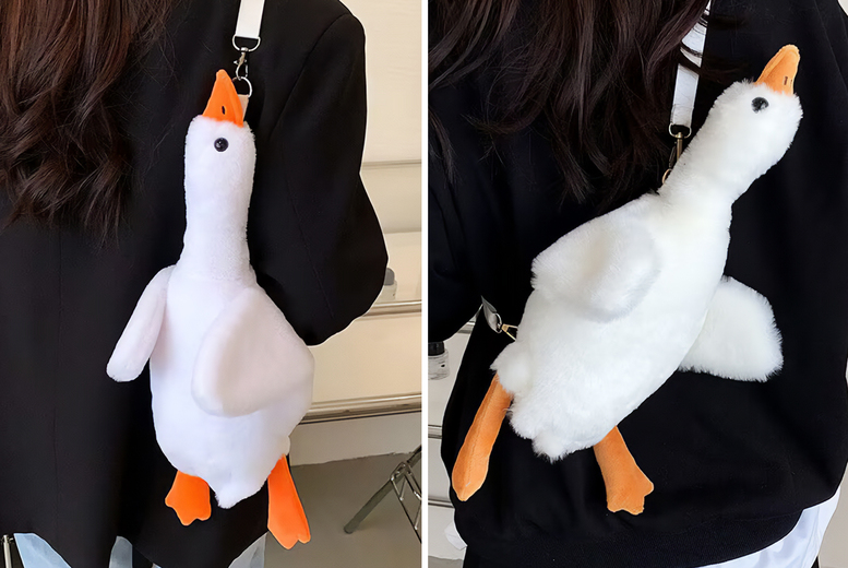 Unisex A quirky duck shoulder bag, White | Wowcher